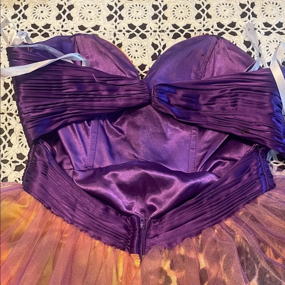 Riva Designs Purple and Gold Strapless Prom Dress - Picture 5 of 6